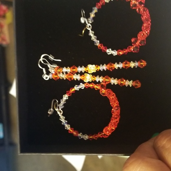Swarovski Crystal Dangler Dark Orange and White Crystal. (Pick One) - Picture 4 of 5